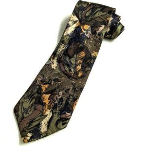 Vintage 1980's Men's 100% Silk Tie -Abstract Leaf Motif -